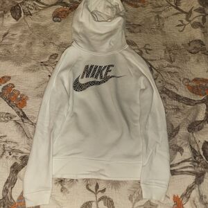 Nike White Hoodie with Patterned Logo